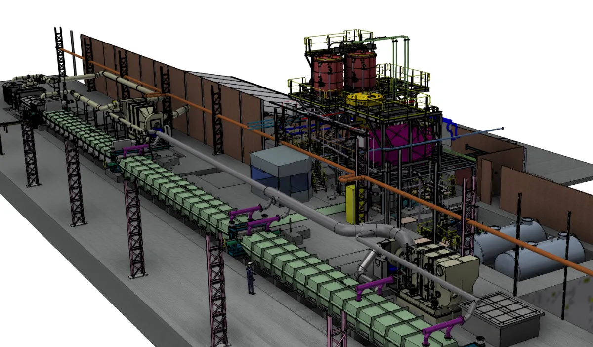 Stockage, transport et conditionnement fluide + équipements de lignes sidérurgiques 