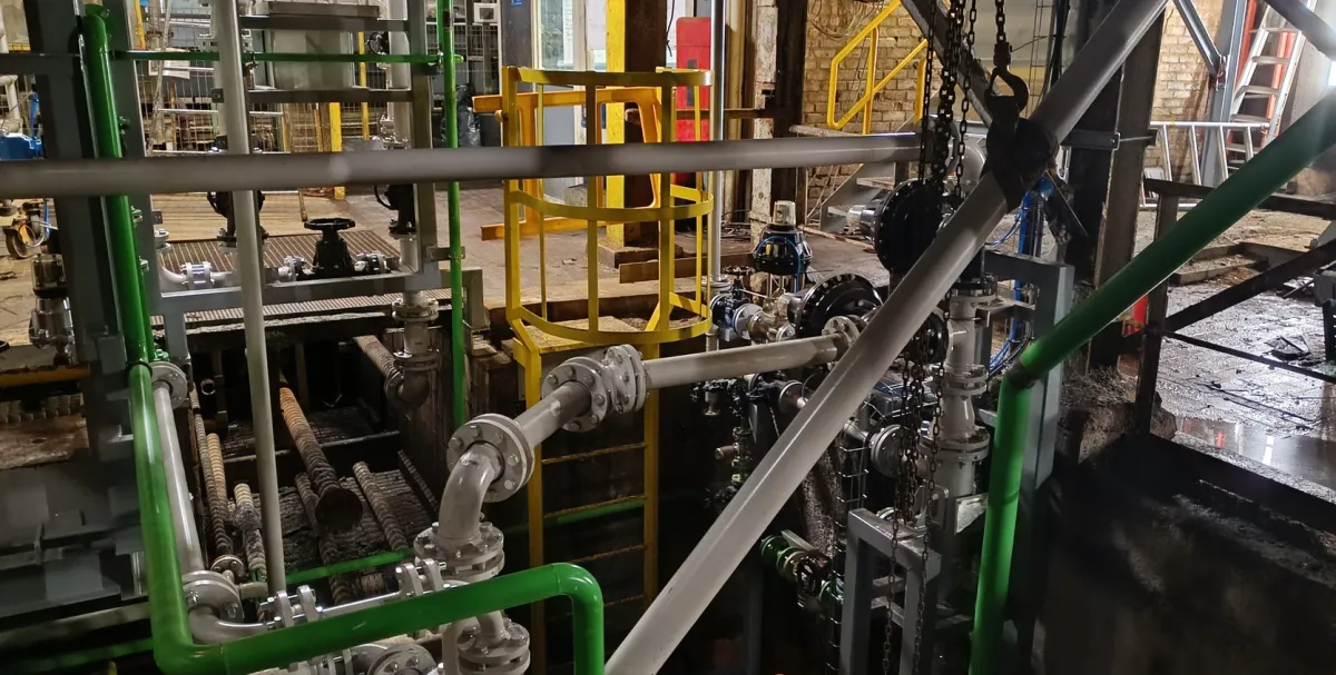 Stockage, transport et conditionnement fluide + équipements de lignes sidérurgiques 